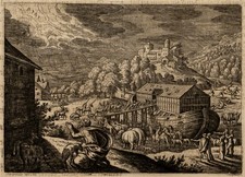 Icones Biblicae -- Antique Engraving from German Luther Bible, Noah’s Ark picture
