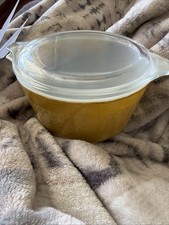 Vintage Pyrex Mustard Autumn Floral 473 ( 1 Qt) With Lid  picture