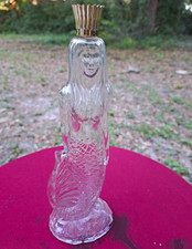 Vintage 1970s Avon Sea Maiden Mermaid Glass Bottle Decanter Skin So Soft Empty picture