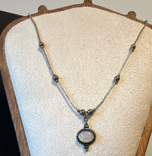 Vintage 5 Star Sterling Silver Opalescent Pendant Necklace – Signed 5STAR STER picture