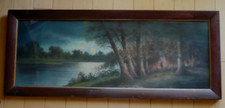 ANDREW GUNDERSON, LISTED ANTIQUE PASTEL, SIGNED PAINTING, NOCTURNE Figures FIRE picture