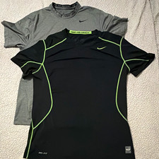 Nike Pro Combat Dri-FIT Compression Tees Men’s L Short Sleeve Crew Black/Gray picture