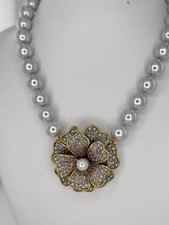 Signed Heidi Daus Lavender Flower Swarovski Necklace NEVER WORN picture
