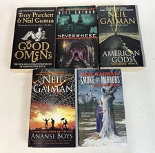 Neil Gaiman Lot 5 Paperbacks Good Omens Neverwhere American Gods Anansi Boys + picture