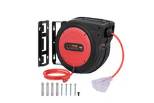 VEVOR 65ft 12/3 15A Retractable Extension Cord Reel Heavy-Duty Power Cord Triple picture