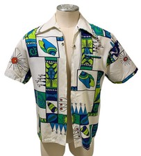 WALTAH CLARKE'S Vintage 70s Mens Zip Front SS Napili Hawaiian Shirt - Sz L picture