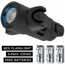 (4 PIECE) MCK FLASHLIGHT and 3 BATTERIES CR123, Fits All Gens CAA MCK Micro Roni picture