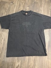 Vtg Harley Davidson V Flame Print Sleeve T-Shirt 90s Vintage Black Faded XL picture