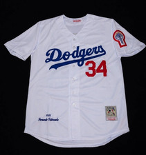 Vintage Los Angeles Dodgers Fernando Valenzuela #34 1981 Throwback Jersey White picture