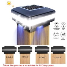 4-12pack LED Solar Post Lights Outdoor Garden Fence Deck Cap Waterproof 4X4 5X5 picture
