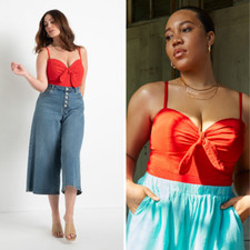 NEW Eloquii red Tie Front Bustier Bodysuit, 20 picture