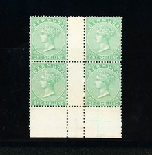 [BERMUDA] 1893 QV 1s SG11 SC9 Gutter Block of 4 Perf 14x12½ MNH VF CA2795 picture