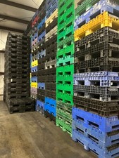 48x45x25 Plastic Bulk Collapsible Container; 2 Drop Doors, Mixed Color & Black picture