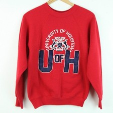 Vintage 60s 70s Artex University of Houston Flocked Sweatshirt Red S College picture