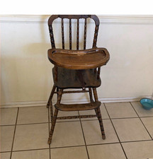 Jenny Lind Vintage Wooden High Chair w/ Removable Tray, Footrest, Brown picture