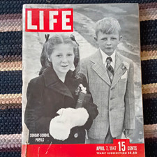 LIFE Magazine April 1947 Issue 14 Illustrated Sunday-School Pupils Cover picture