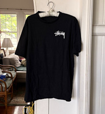 Stussy Men's Black Dice Graphic Logo Cotton Short Sleeve T-Shirt Size L picture
