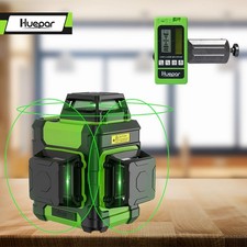 Huepar 3D Laser Level 360 Self Leveling Green & Hard Carry Case HM03CG+Receiver picture