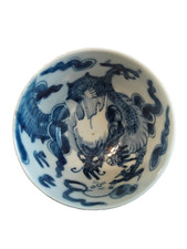 Antique Chinese Porcelain Blue & White tea cup, middle Qing, dragon motif picture