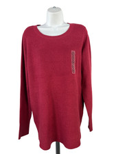 Natural Reflections Women's Red Ribbed Long Sleeve Tunic Sweater - M picture