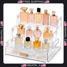 Clear Makeup Organizer with 3-Tier Design and Drawer for Vanity and Countertop picture