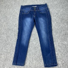 Novica Jeans Womens 14 Blue Jegging Skinny Stretch Denim Ruffle Side Trim Pants picture
