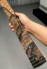 Handmade Unique 7 Pieces Ebony Jumbo 22fret Flame Maple Electric Guitar Neck picture