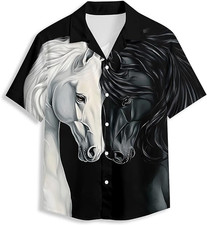 Equestrian Horse Hawaiian Shirt, 3D Polyester Summer Button Up, Horse Lover Gift picture