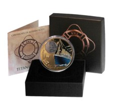 2012 $2 BVI Titanic 100th Anniversary Proof Colored Bronze Coin Embedded Crystal picture
