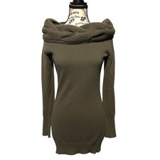 Christopher Fischer Black Label 100% Cashmere Olive Green Tunic Sweater XS/S EUC picture