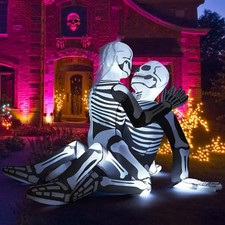GOOSH 6.5 FT Long Halloween Inflatables Skeleton Outdoor Decorations Silver picture