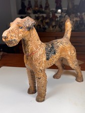 Vintage - Hubley #381 - Large Cast Iron Fox Terrier Doorstop - Wonderful Patina picture