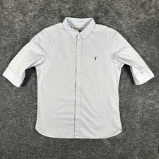 AllSaints Redondo HS Shirt Mens Large Light Blue Button Down Ramskull MS121F picture