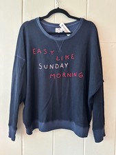 SUNDRY NWT Easy Like Sunday Morning Navy Blue Sweatshirt Pullover Size Large picture