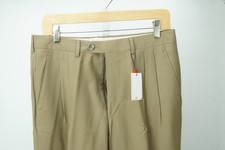Isaia Khaki Brown Angelica Wool Mens Dress Pants Sz 48 EU Brand New picture