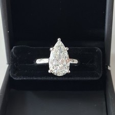 4.24 Ct  Lab Created Pear 5-Prong Solitaire Ring G SI1 IGI Certified CVD Diamond picture