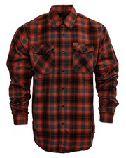 DIXXON The Flame Flannel Men's Orange Black Plaid Snap Front Shirt picture