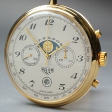 1970s [N Mint] Antique Heuer Chronograph Moon Phase Date 44mm Pocket Watch T743 picture