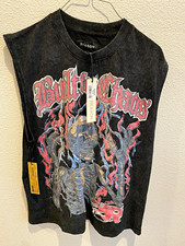 Reason x Bullet Club Skeleton Graphic Black Crew Neck Sleeveless Tee Men's M picture