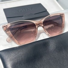 NEW Quay Set In Stone Sunglasses Women Doe Transparent Gradient Rose Cat Eye picture