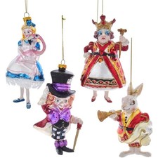 Kurt Adler Noble Gems Glass Ornaments, Alice In Wonderland (4-Piece Box Set) picture
