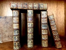 OLD BOOK Leather Antique Binding from 1700s - Literature, History, Religion Etc picture