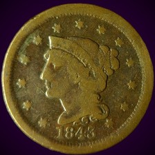 1843 Braided Hair Cent - Mature Head/Large Letters - Details - SHIPS FREE -E222 picture