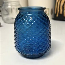 Vintage Mid-Century Modern Italian Empoli Blue Glass Fish Scale Vase -MCM picture