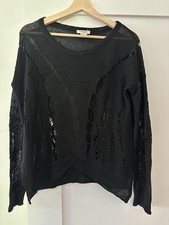 Vintage Women’s Helmut Lang Distressed Black Wood Sweater Size Medium picture