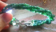 Video Certified Green Natural JADE JADEITE Bamboo Bead Bangle Bracelet 123104 TS picture