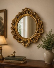 VTG Italian Baroque Style Wall Mirror/Hollywood Regency Gold Gilt 23/16 Inches picture