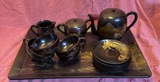 19th Century Zohiko of Kyoto Lacquered Tea Set, Brown And Gold picture