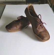 Clarks  Brown Leather Janey Mae Artisan browm w/ purple Lace Oxford Moccasins 9 picture
