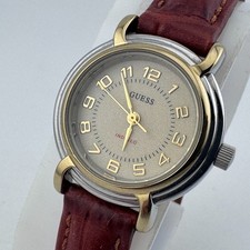 Vintage Guess Indiglo Quartz Watch Women Dual Tone Leather Analog New Battery picture